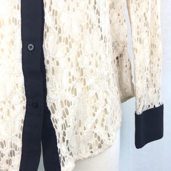 Anthropologie Cream and Black Button Down Shirt - Picture 4 of 8